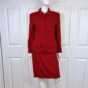 ESCADA ELEMENT women's red virgin wool suit size 38 medium